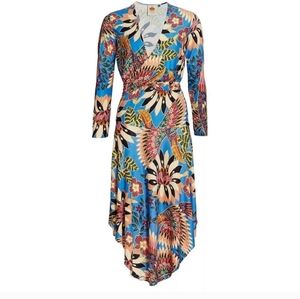 Farm RIO Wonderful Toucan Dress SIZE Medium M 8, 10 Long Sleeve Wrap Dress